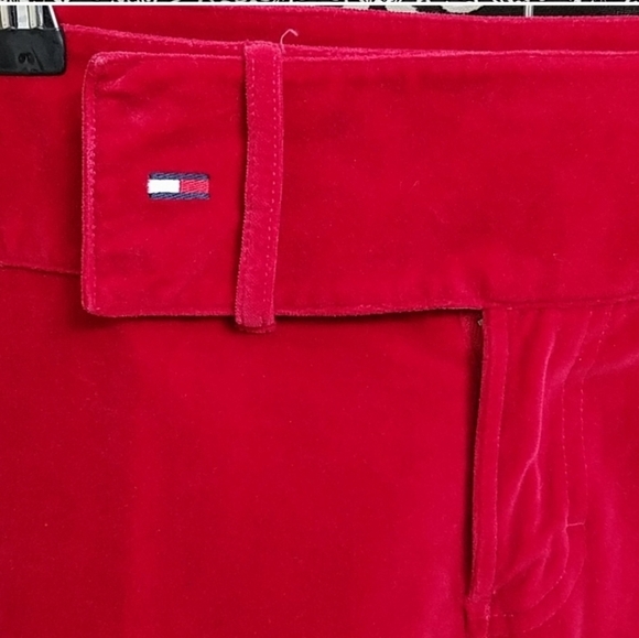 RARE VINTAGE RETRO TOMMY HILFIGER RED VELVET PANTS SIZE 13 - Picture 2 of 8